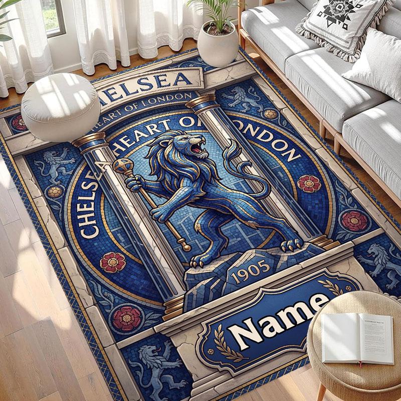 Personalizovaný koberec s potiskem Chelsea FC na míru, Všestranný bytový dekorativní koberec, do herny, bytu, na balkon, předsíně, chodby, Dárek