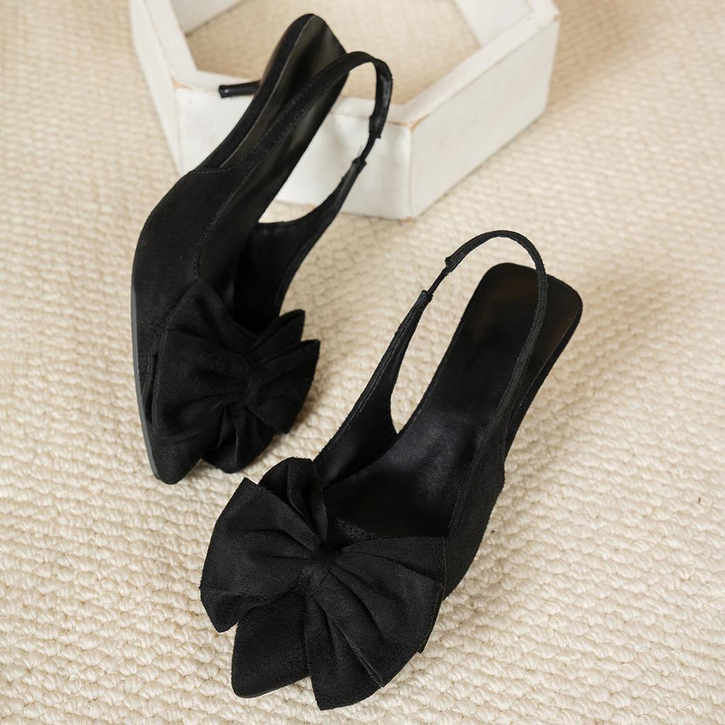 Luxury High Heeled Sandals Women Sexy Pointed Toe Back Strap Thin Heels for Women Elegant Bow Design Banquet Dress Shoes