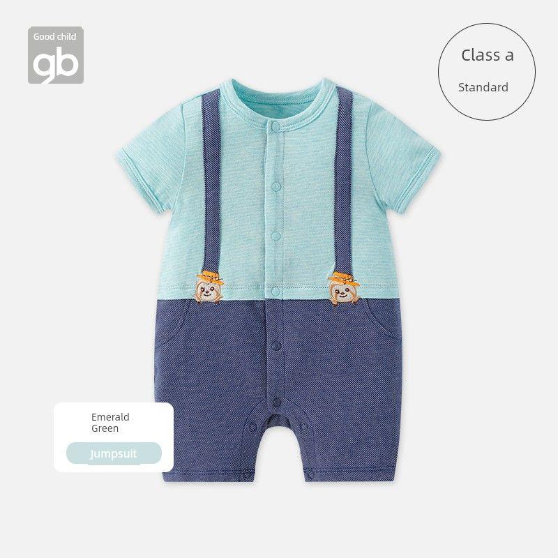 Goodbaby Gb Boys New Children s Clothing, Comfortable Summer Short Breathable Patchwork Short-Sleeve Romper Green 59