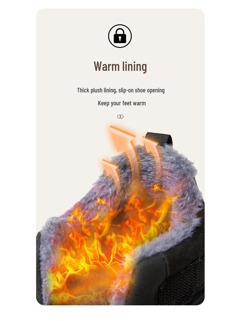 Męskie bawełniane buty zimowe z podszewką z polaru z zapięciem na rzep - Ciepłe, grube i wygodne buty śniegowe dla par.