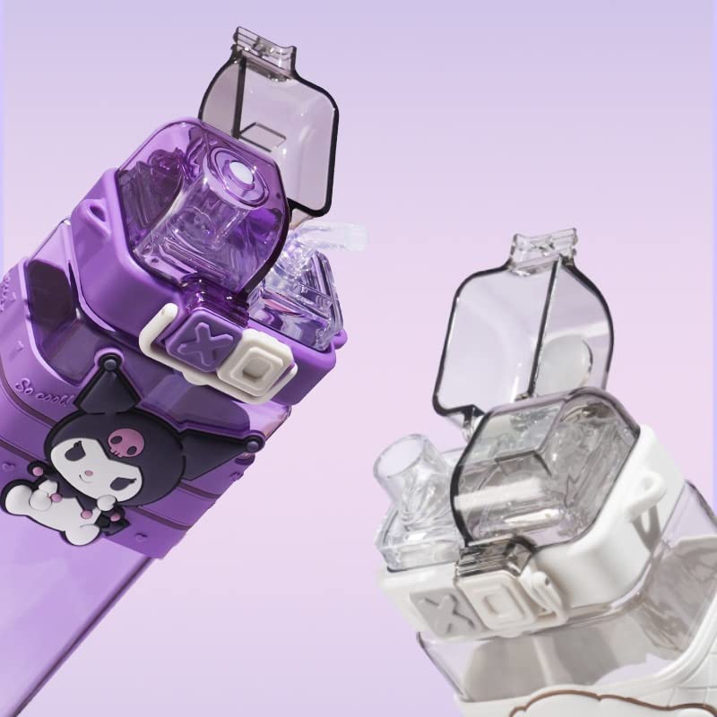 Kuromi Cinnamoroll Pochacco Pompompurin My Melody Wasserflasche mit Strohhalm Wasserflasche Klare Flasche Klare Flasche Transparente Kinderflasche Becherflasche