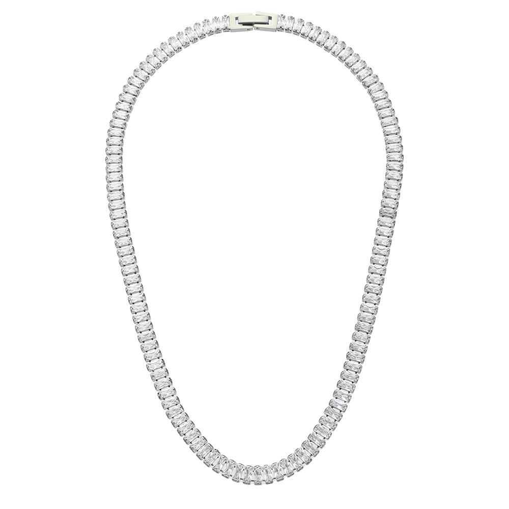 E.B.belle Luxury Christmas Jewelry Gift For Ladies Square Tennis Chain Choker Necklace Green Pink White Black Crystal Necklace