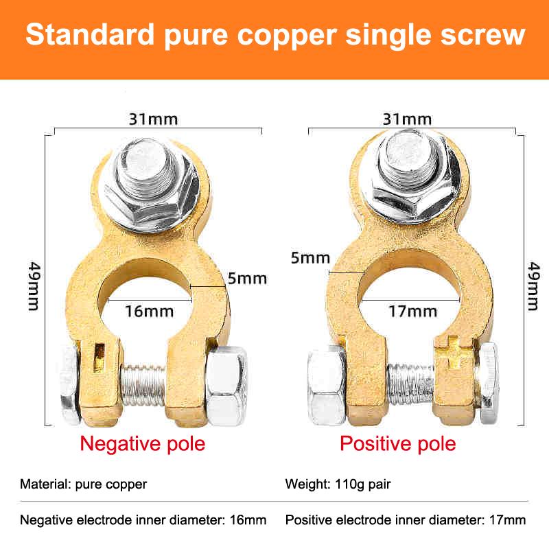 

1/3Pair Universal 11-12mm Post Clamps Heavy-Duty Pure Copper Battery Terminals For Car/Truck/Booster/RV Batteries