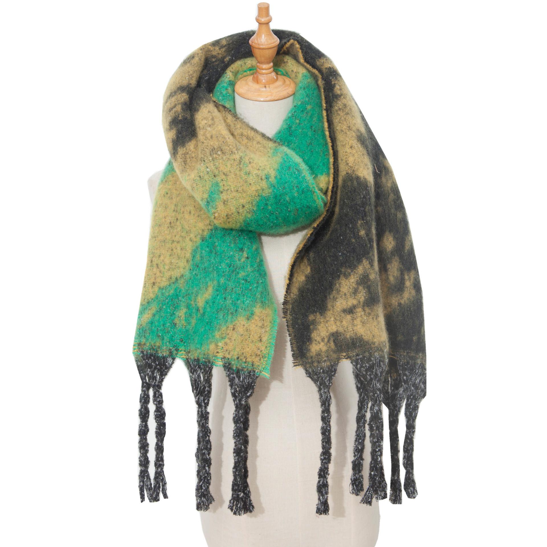 

Женский осенне-зимний толстый теплый шарф с кисточкой и пятиконечной звездой, соответствующий цвету 07#