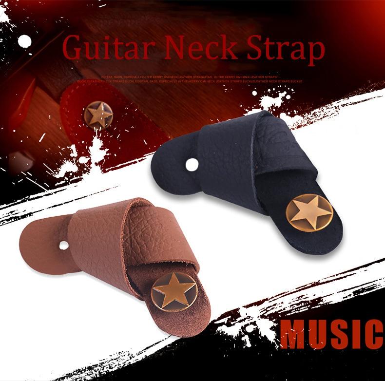 Guitar Neck Strap Guitar Strap Leather Head Belt Holder Button Safe Lock Ukulele Bass Folk Acoustic Electric Guitar Accessories