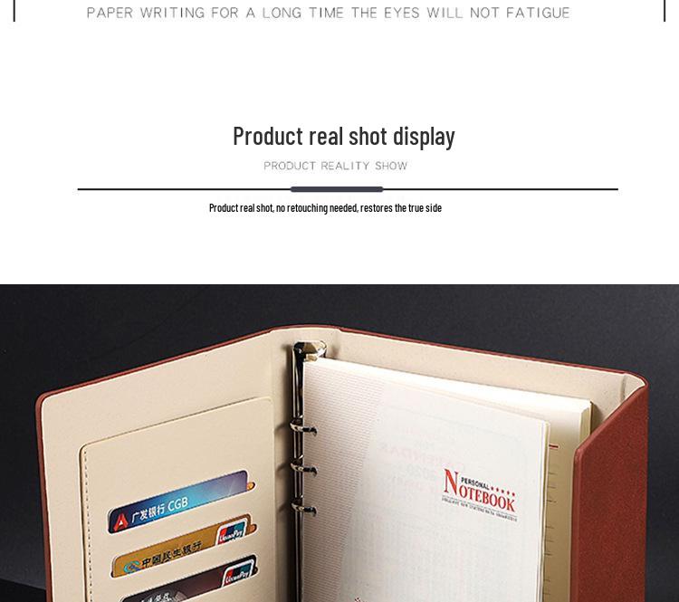 Magnetic Buckle PU Leather Business Notebook with Card Slot - Retro Style, Thickened Pages, Printable Stationery