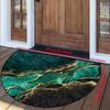 1Pcs Nordic Marble Texture Semi-Circular Carpet Emerald Green Gold Foil Non-Slip Decorative Mat 2D Print Aesthetic Rug for Front Door Porch