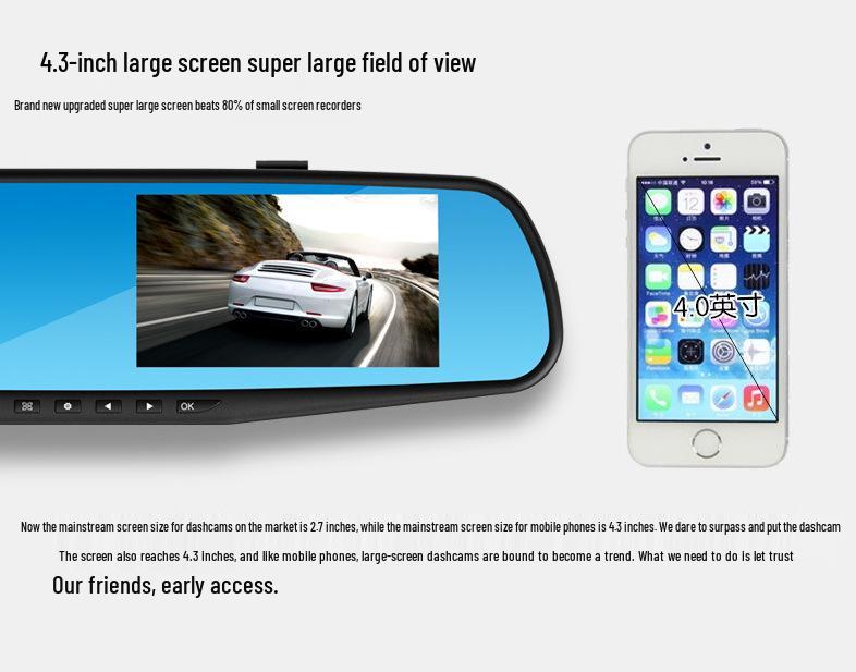 High-Definition Night Vision Car DVR with Dual Front and Rear Recording & Reversing Camera