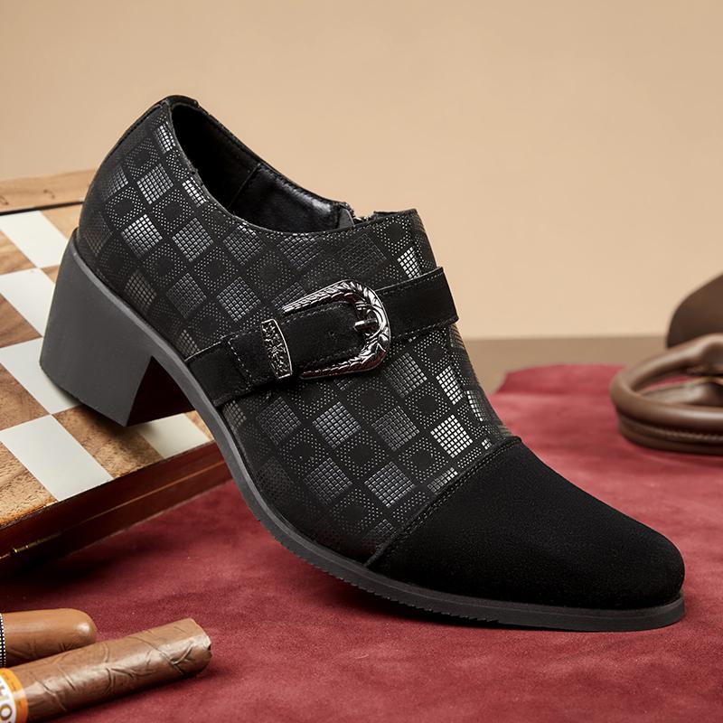 

Новые классические кожаные туфли на высоком каблуке для мужчин Мужская обувь Европейская американская индивидуальность Кубинские кожаные туфли Размеры 39-46 46 чёрный