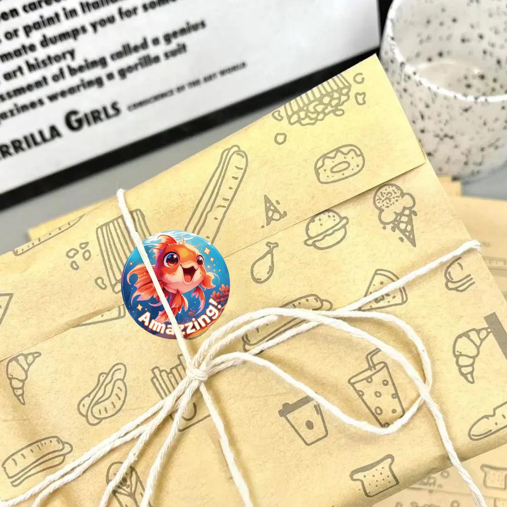 Ocean Life Sticker Roll - 500 English Reward Stickers for Kids' Journals, Sealing, and Arts & Crafts.