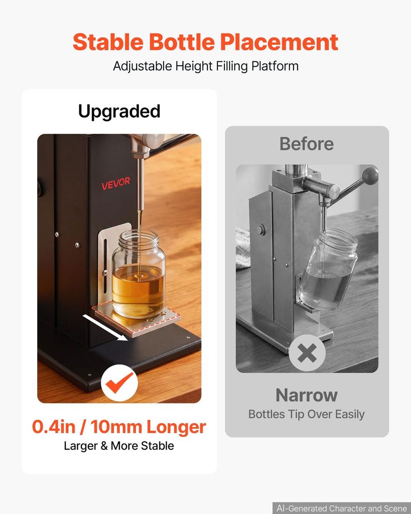 Manual Filling Machine, 5-60 ml, 10 L Hopper, Paste Liquid Filler, for Water, Honey, Oil, Shampoo and Lotion, Anti-Drip Nozzle, Adjustable Bottle
