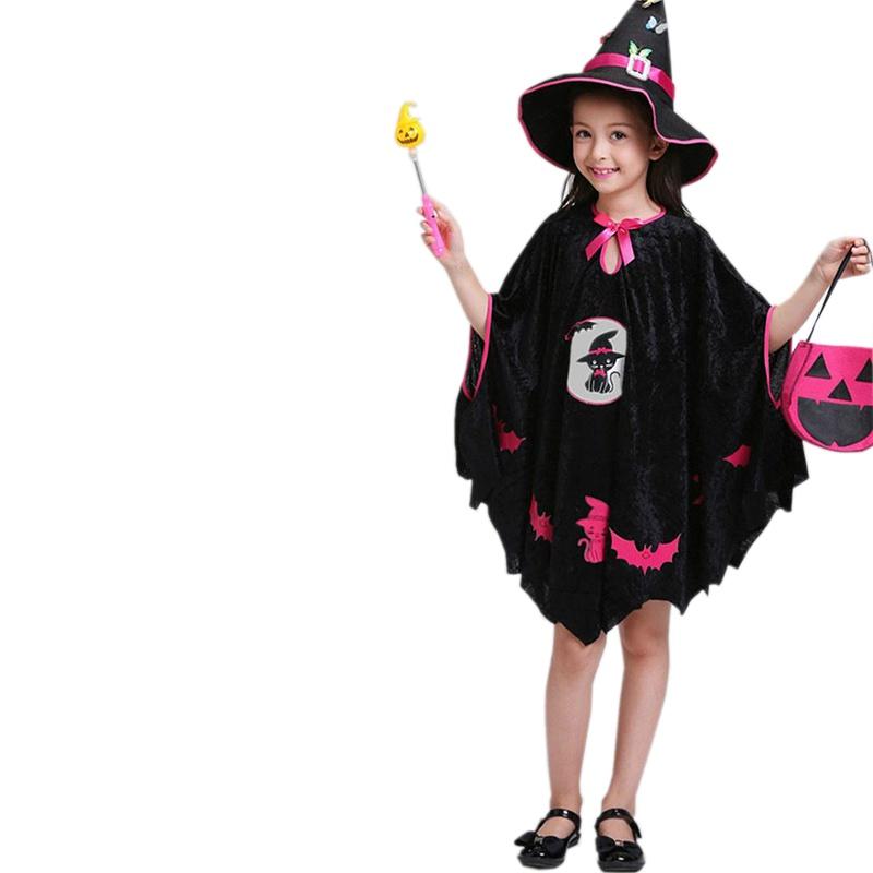 Children Cosplay Halloween Witch Costume Teens Baby Girl Gown Dress Infant