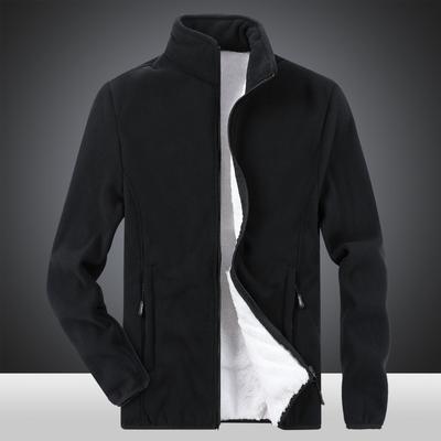 Winter Men's Thick Fleece Jacket with Added Fat and Extra Large Solid Color Fleece Jacket