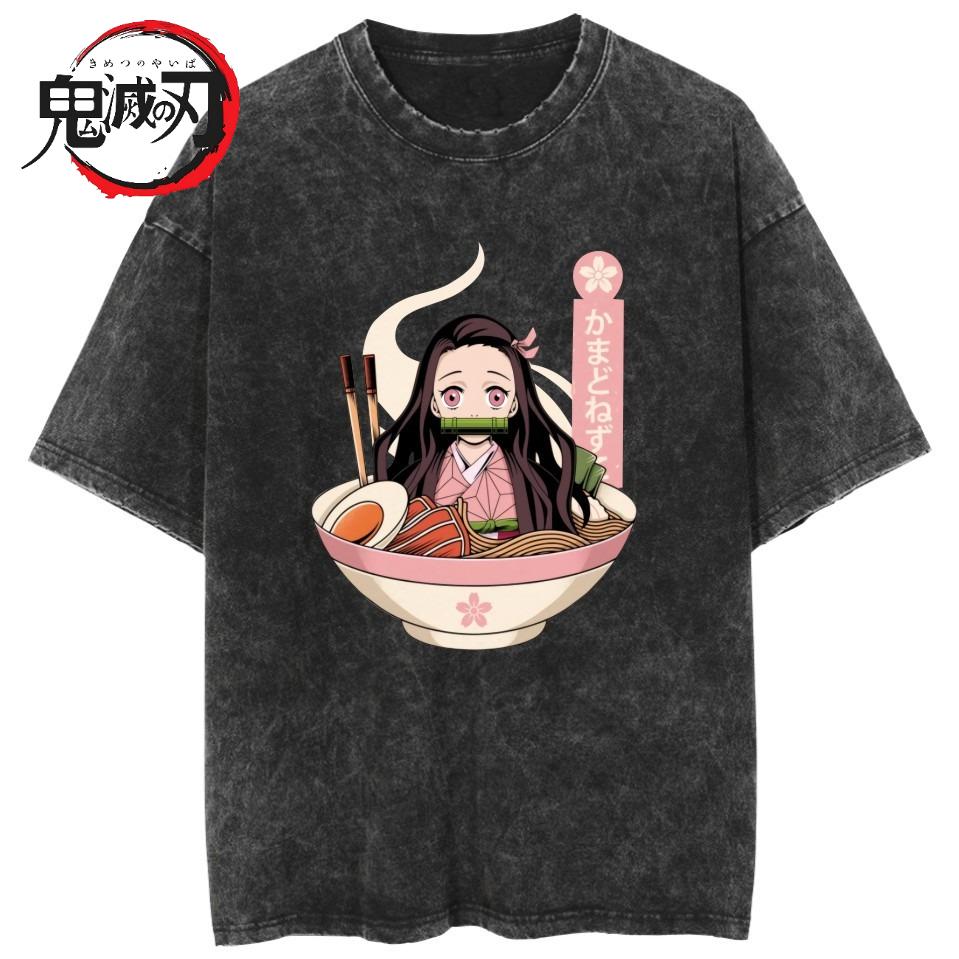 2026 Demon Slayer Anime Devil Killer Kamado Nezuko Laundry T-shirt Summer Unisex Loose Casual Short Sleeved Top Summer T Shirt