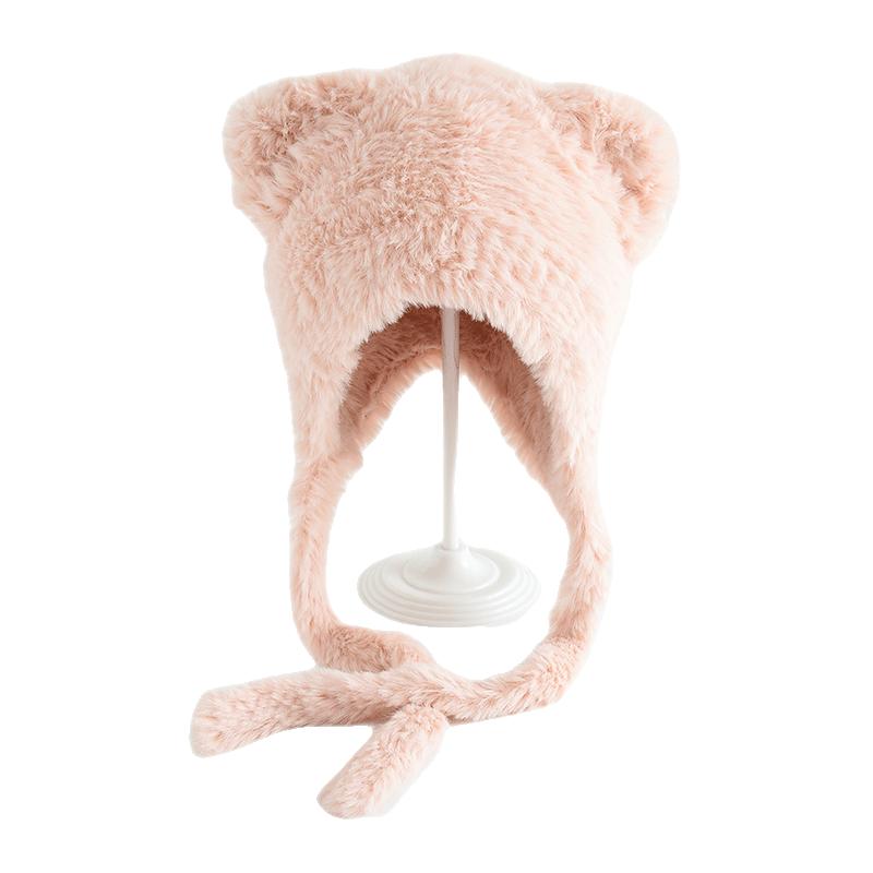 Winter Children's Hat Plush Hat Ear Protection Knitted Hat Cute Bear Head Cold Resistant Ear Protection Hat