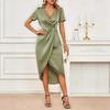 Elegant V-neck Sleeveless Slit Irregular Long Dress for Spring/Summer
