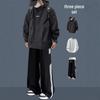Men's Trendy Windproof Hooded Parka and Jeans Set - Sporty Spring-Autumn Style
