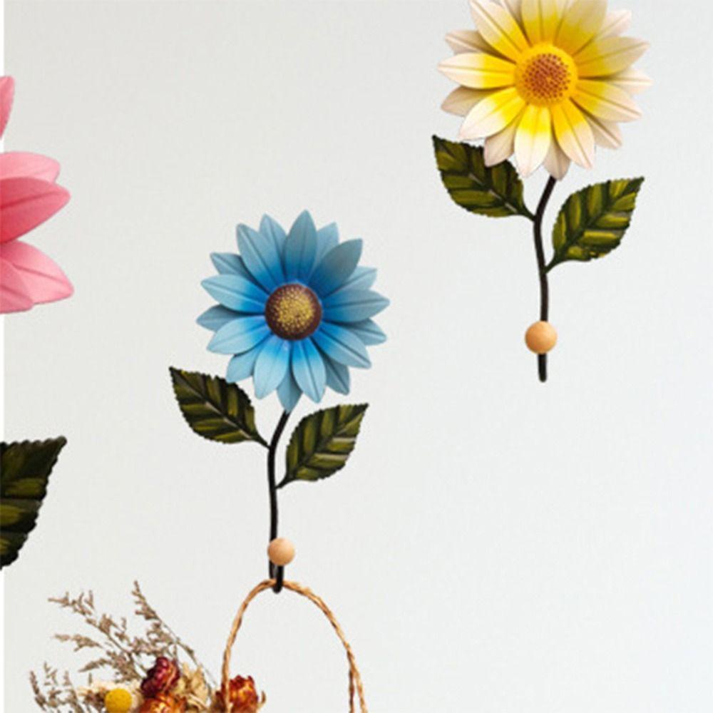 Iron Art Daisy Key Hook Wall Mounted Over Door Hanger Storage Wall Hook  Clothing