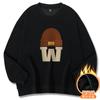 Women Crew Neck Mid-Length Sweatshirt Loose Fit Fleece Lined Letter Print No-Hood Pullover Fall Casual Top