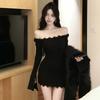 Women's Temperament Spice Girl Lace Stitching Long Sleeve Slim Fit Dress