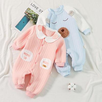 Gesteppter Baby-Overall aus Baumwolle für Jungen und Mädchen – warmer Strampler für Neugeborene für Frühling und Herbst