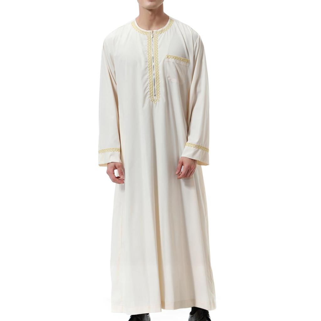 Langes Gewand Herren Kaftan Herrenkleidung Abaya Strapazierfähig Lässiges Hemdkleid Roben Naher Osten