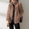 Women's Winter Plus-Velvet Coral Fleece Outerwear: High-Neck Cozy Sweater Cardigan with Zipper, Warm Jacket for Cold Days