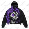 Felpa con cappuccio da uomo Street Fashion Trend Brand Teschio Stampa Digitale 3D Casual Larga