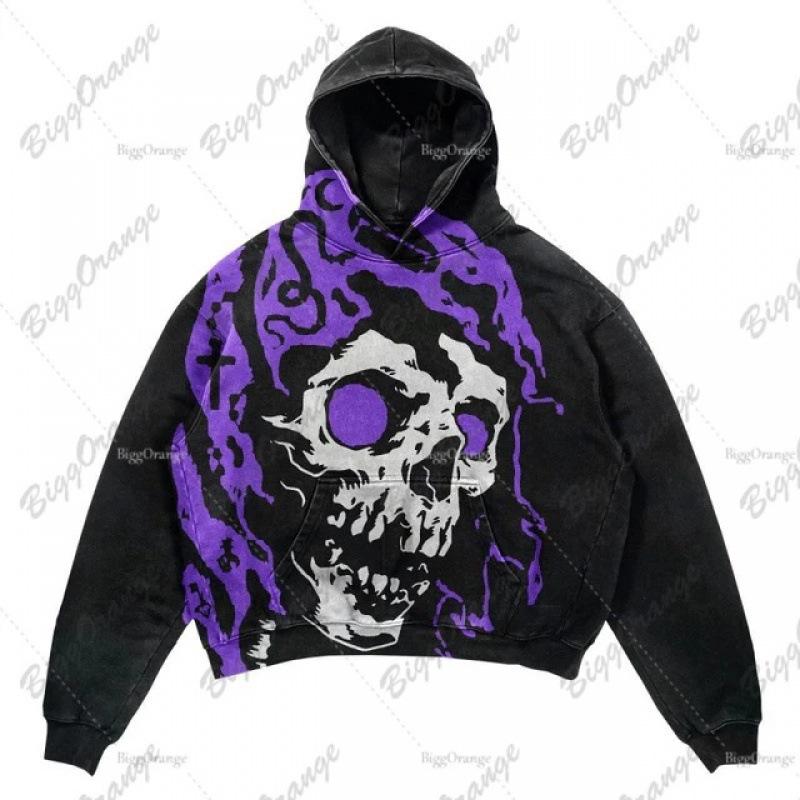 Felpa con cappuccio da uomo Street Fashion Trend Brand Teschio Stampa Digitale 3D Casual Larga