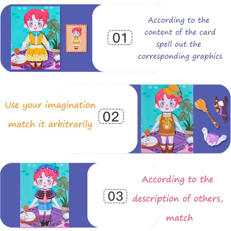 Baby Toys 3D Magnetic Puzzle Traffic Animal Travel Toys Dressing Up Jigsaw Games Early Education Imagination Toy Gifts For Girls