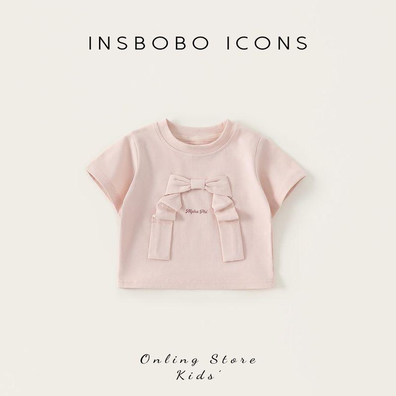 Girls Short-Sleeved 2026 Summer New Style Baby Girl T-Shirt Summer Children s Summer Clothing Girls Summer Outfits Stylish Children s Clothing Pink 100