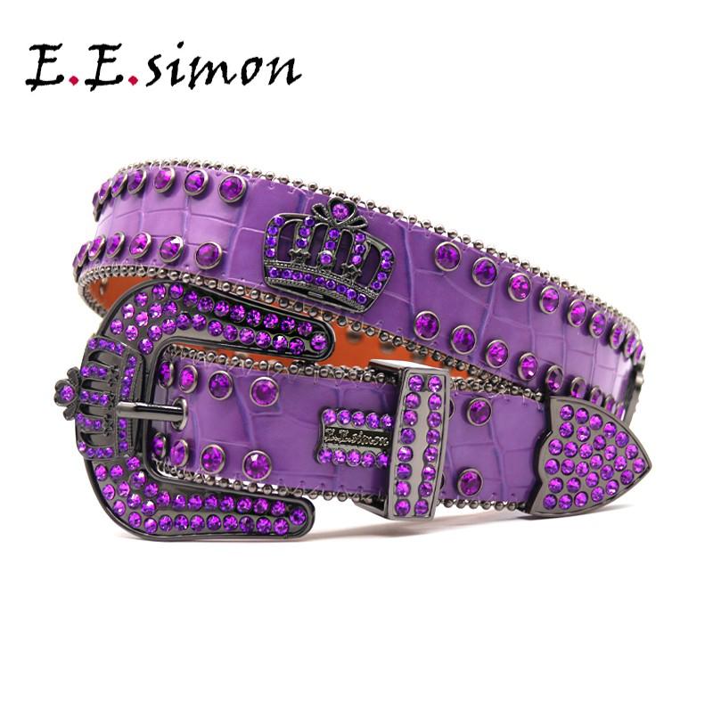Western Belt Hot Luxury Crystal Rhinestone Fashion Trend Belt Inlaid With Full Diamond Zinc Alloy Crown Button Head Belt