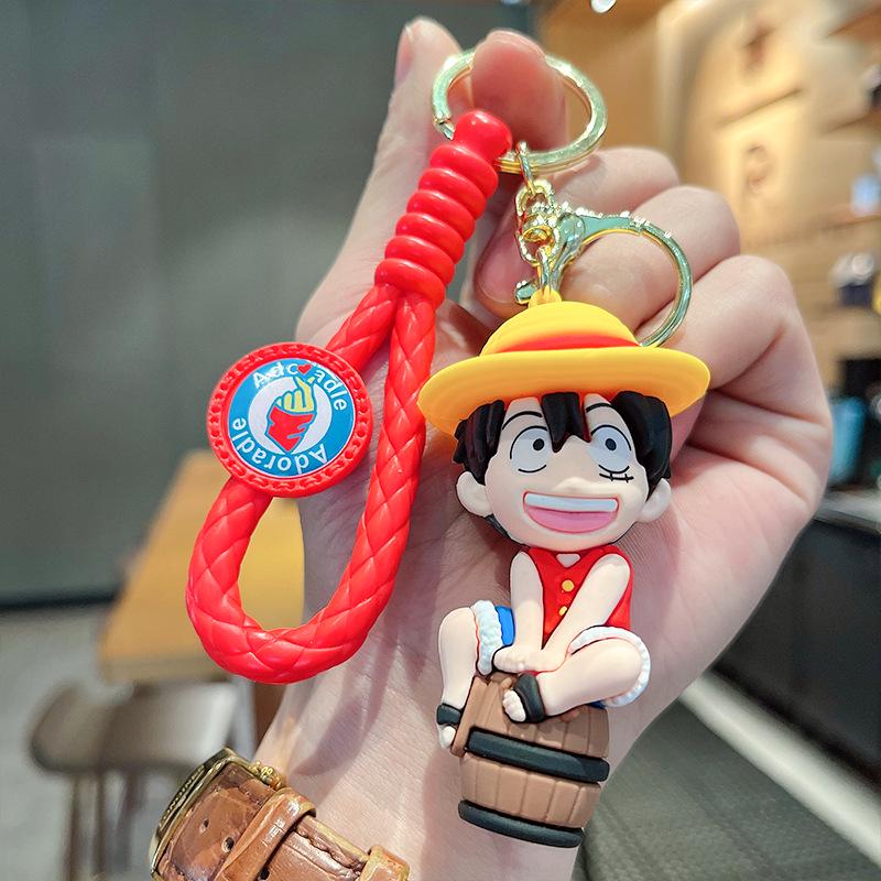 3D Anime Figurine Keychain: Luffy, Chopper & Usopp from One Piece