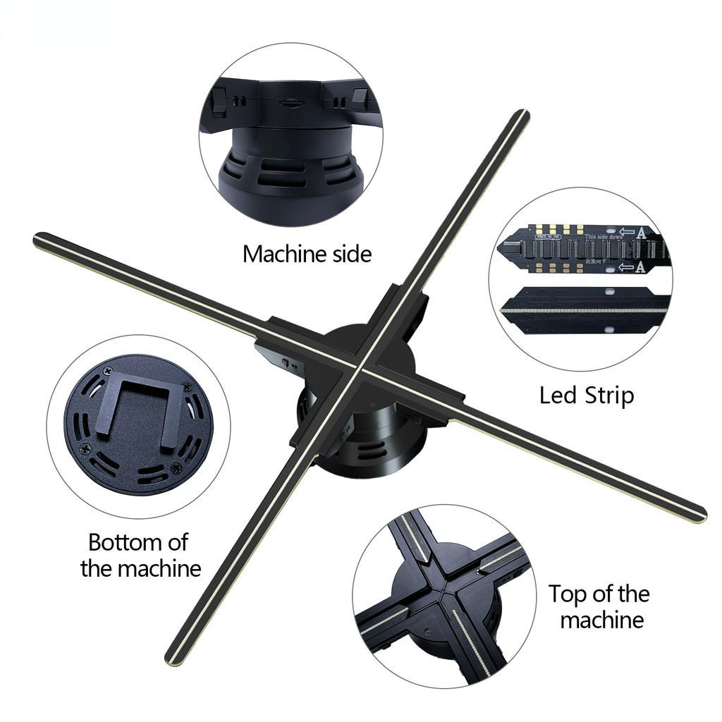 24V3A 3D Holografická Projekce Wifi LED Logo Holografický Světelný Přehrávač Dálkové Ovládání 3D Ventilátor Holografická Reklamní Světla