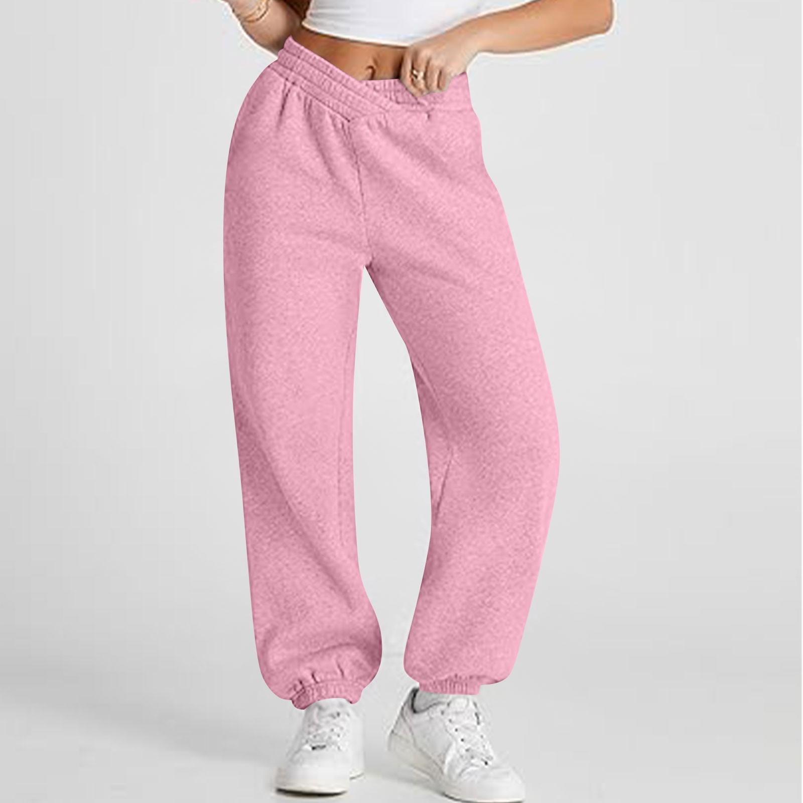 

Женские повседневные модные однотонные спортивные штаны, спортивные штаны, брюки с эластичной талией и завязками на шнурке S розовый