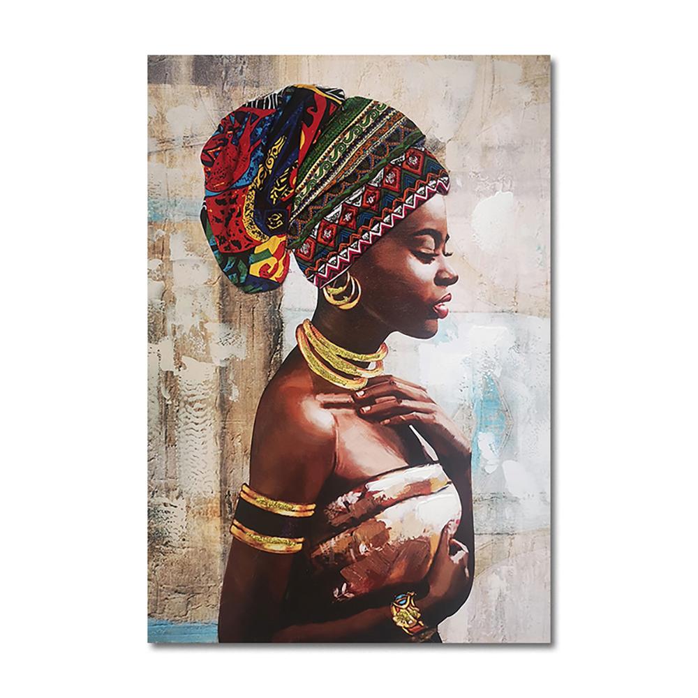 

Африканское женское традиционное платье, настенная живопись на холсте, головной убор, постеры для девочек и принты, фотографии для гостиной, домашний декор 30x40 No Frame