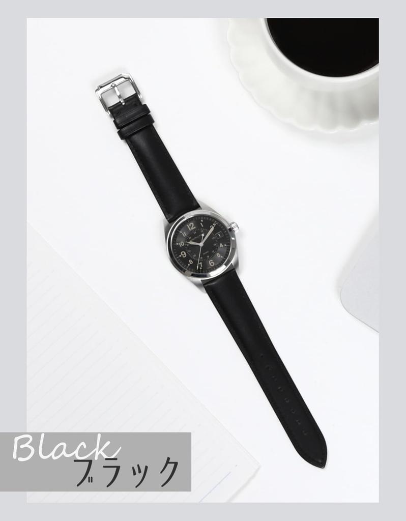 Calum Watch Strap Genuine Leather Smooth Leather Quick Release Watch Smart Watch Band 12mm 24mm Black x Gold - (22mm, Buckle)