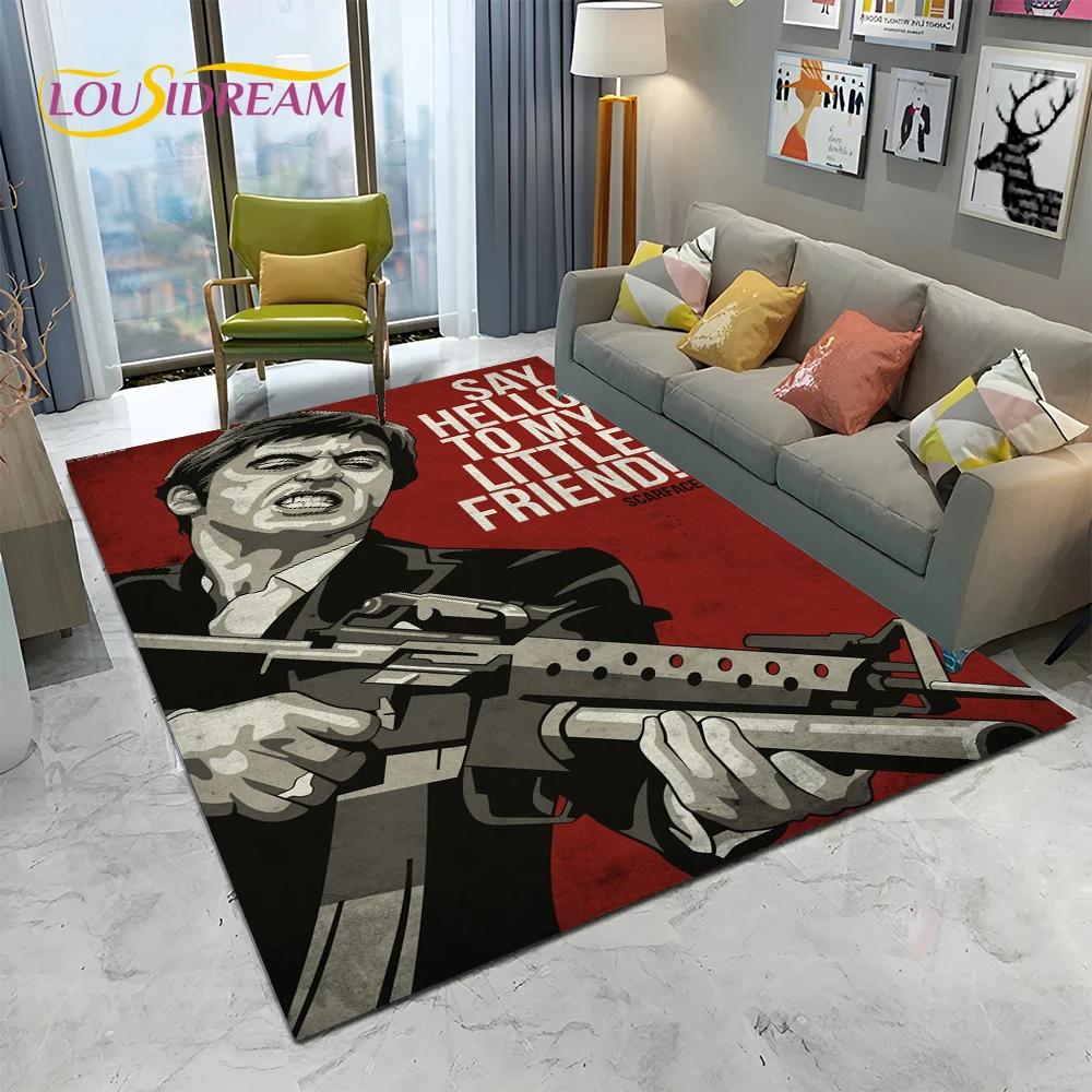 Scarface 3D Classic Film Tony Teppich für Zuhause Wohnzimmer Schlafzimmer Sofa Fußmatte Dekor, Kinder Spielbereich Teppich Rutschfeste Bodenmatte