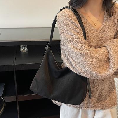 Large Capacity Underarm Bag Women's 2025 New Fashion Retro Commuter Suede Shoulder Bag Casual Tote Bag