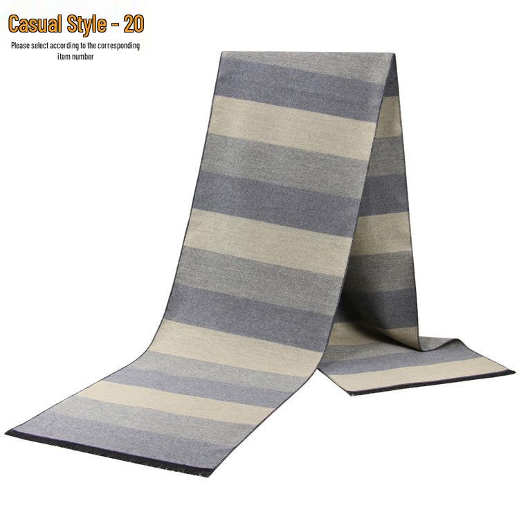 Men's Autumn & Winter Plaid Imitation Cashmere Scarf - Warm & Thick Custom Design