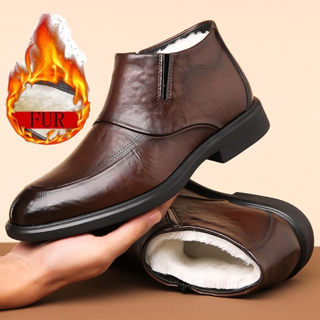 

Модные зимние кожаные ботинки 2024 года, мужская обувь, водонепроницаемые ботинки, мужские плюшевые, сохраняющие тепло, мужские, на толстой подошве, уличные, зимние ботинки, повседневная обувь 44