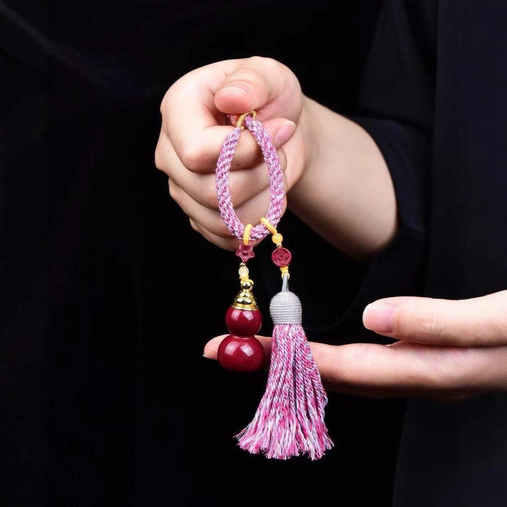 Cinnabar Gourd Pendant Necklace & Keychain – Openable Bottle for Cinnabar Gold Sand, Natural Stone, Good Luck Charm for All Genders.