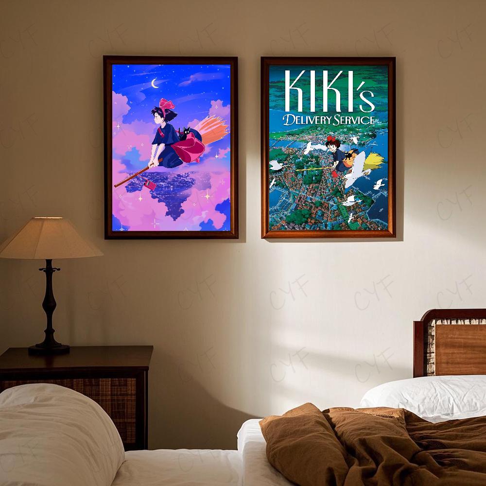 K-Kikis D-Delivery S-Service Anime-Poster, HD-Kunst, klebrige Wand, wasserdicht, für Zuhause, Wohnzimmer, Schlafzimmer, Bar, ästhetische Dekoration