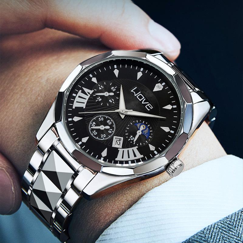 Luminous Calendar Men'S Hand, Fashion Business Quartz Watch, Non-Mechanical Watch Couple Watch