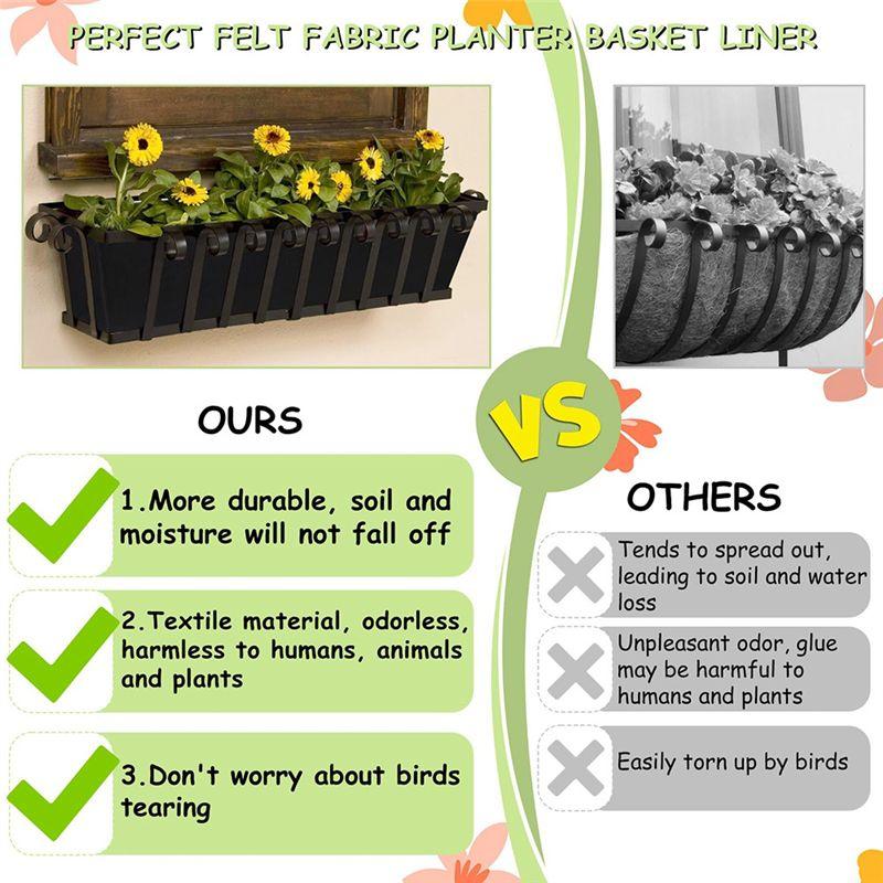 M-Modern-4Pcs 24Inch Felt Replacement Coconut Liner For Planters,Fabric Liners For Hanging Baskets,Rectangle Planting Container