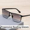Men Women Trendy Near and Far Reading Glasses Square Frame Progressive Multifocal Glasses Unisex Vintage Sunglasses for Outdoor