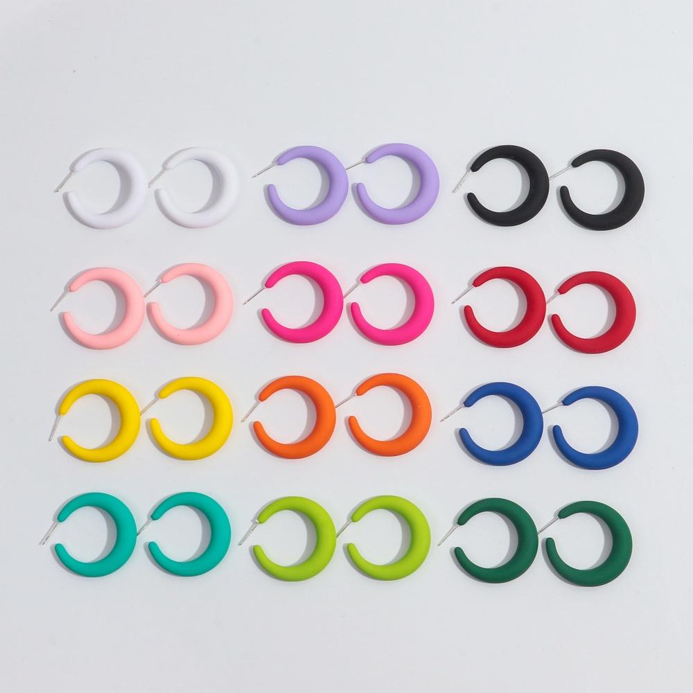 Korean Frosted Acrylic C-Shape Hoop Earrings for Women Resin Geometric Candy Color Circle Earrings 2025 Fashion Jewelry Gifts