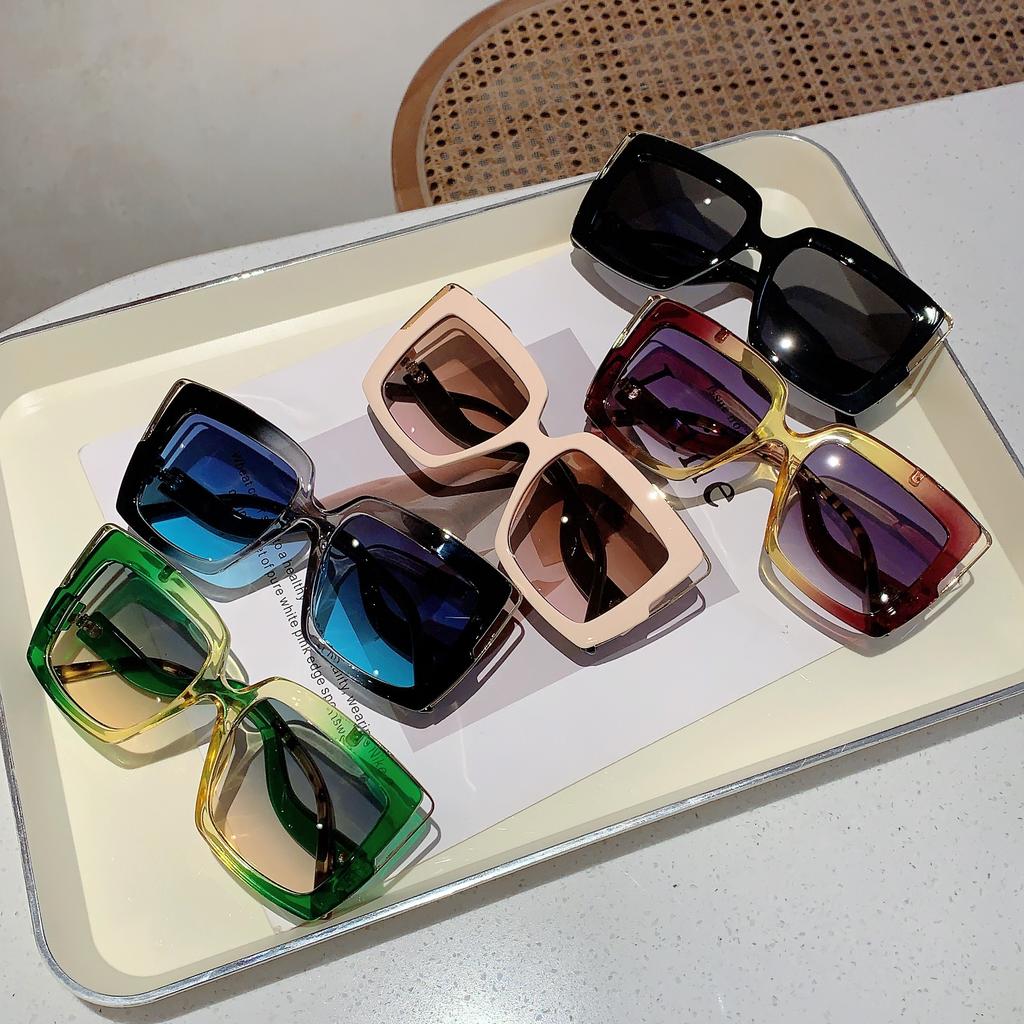 Oversized Square Sunglasses Women Fashion Gradient Multicolor Outdoor Shades Trendy Vintage  Brand Design Sun Glasses