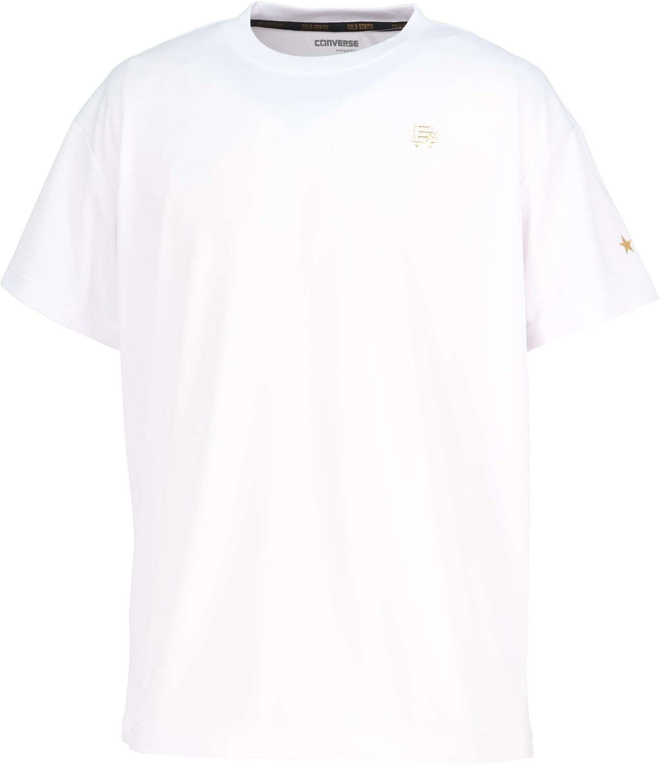 

Converse Basketball Short Sleeve Shirt, Gold Series Print, Moisture-Wicking, Quick-Drying, Unisex, White, Size M (CBG252352)