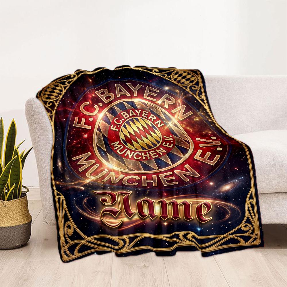 Bayern Munich Galaxy Fan Art Customize Your Name Blanket Throw Customizable Blanket Durable Comfort Suitable for Picnics Office Chair Seaside